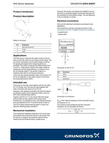 WIO Sensor datasheet