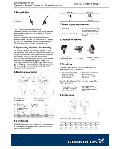 CPS 2 sensor 0-10 bar (Datasheet)