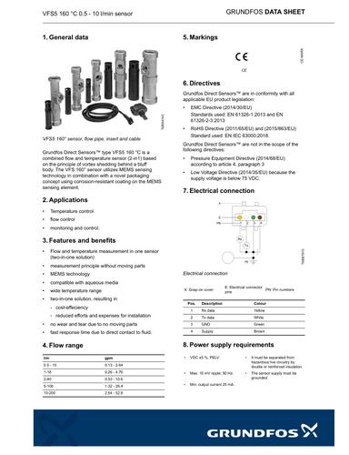 VFS5 160 °C 0.5 - 10 l/min sensor (Data sheet)