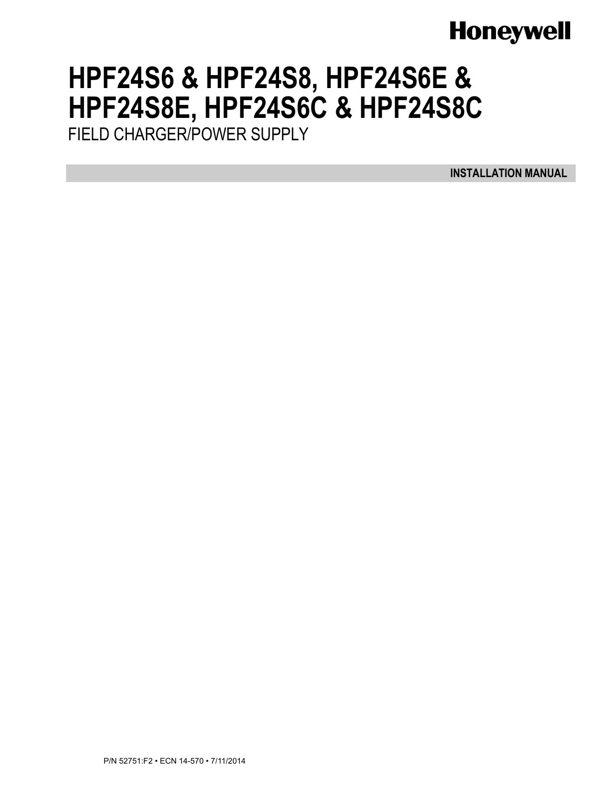 Hpf24S Series Installation Guide