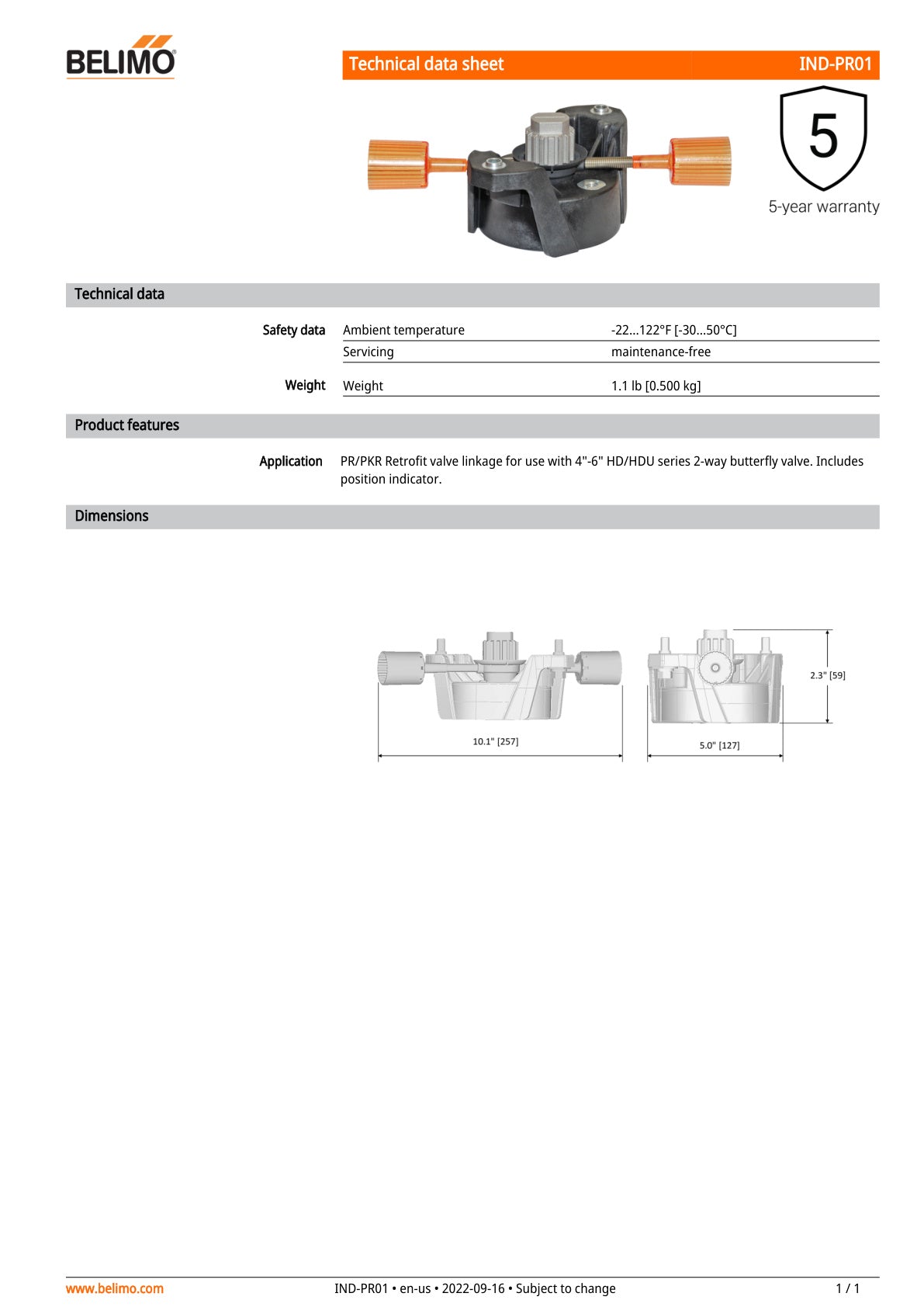 IND PR01 Datasheet