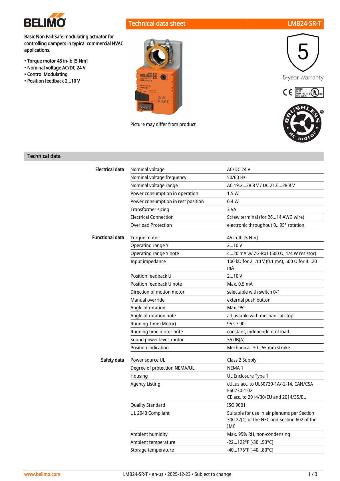 LMB24 SR T Datasheet