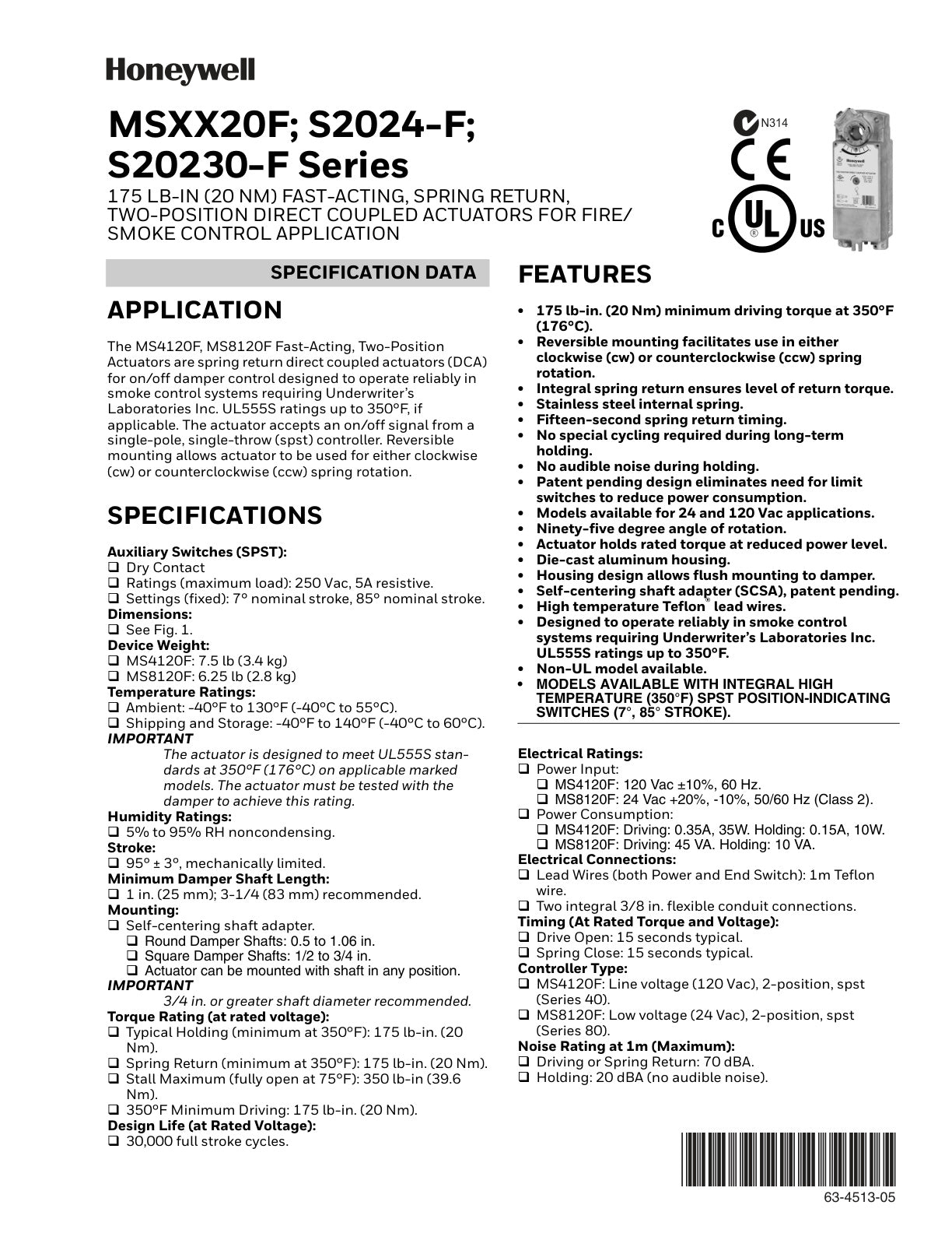 Msxx20F  S2024 F  S20230 F Series Specification Data