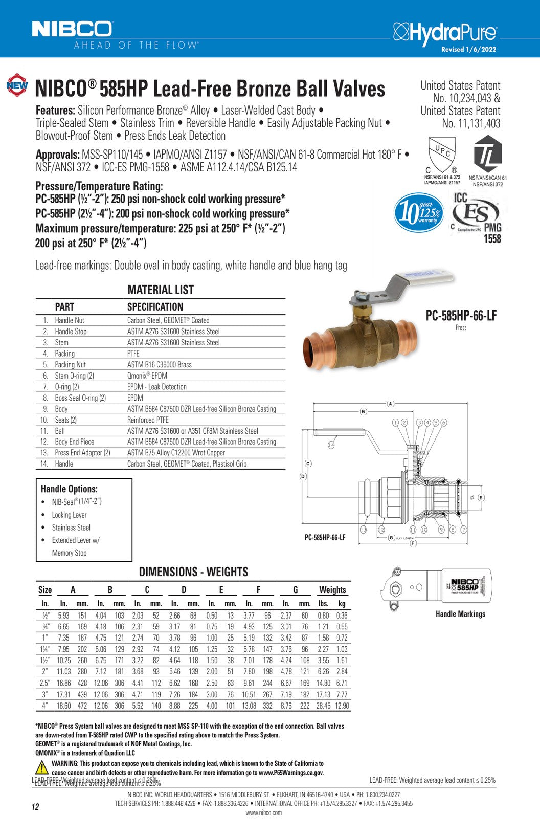 PC 585HP 66 LF Spec Sheet