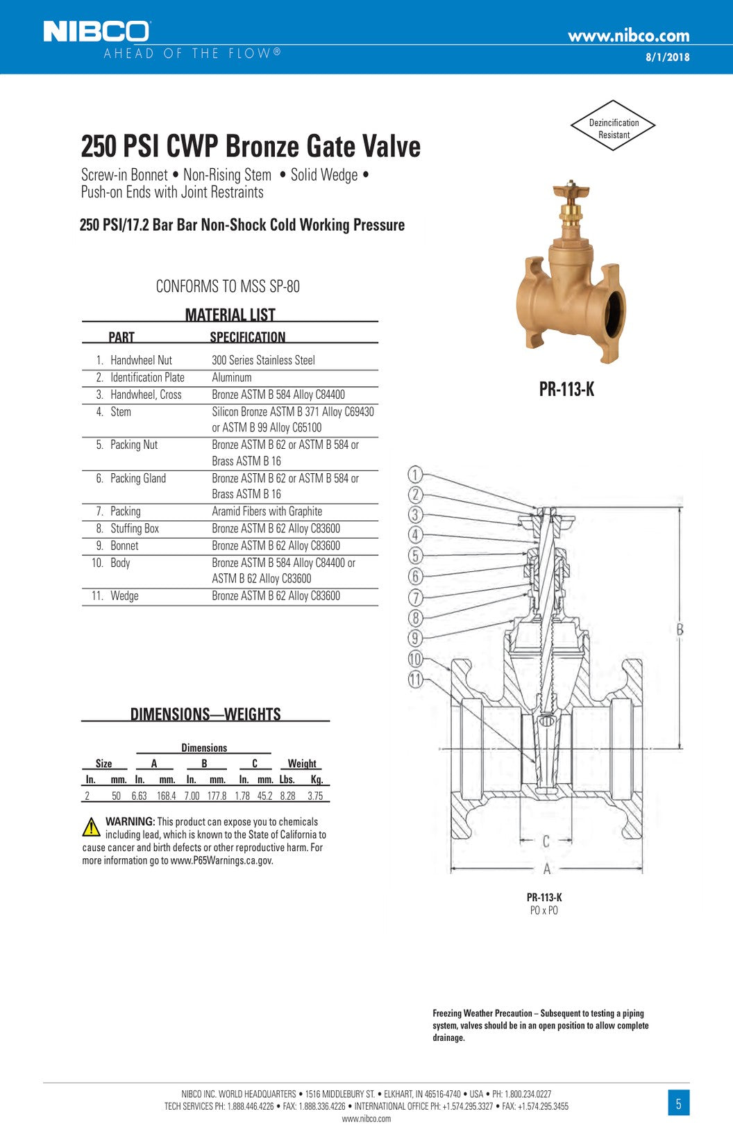 PR 113 K Spec Sheet