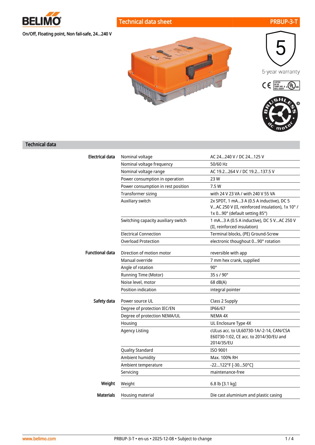 PRBUP 3 T Datasheet