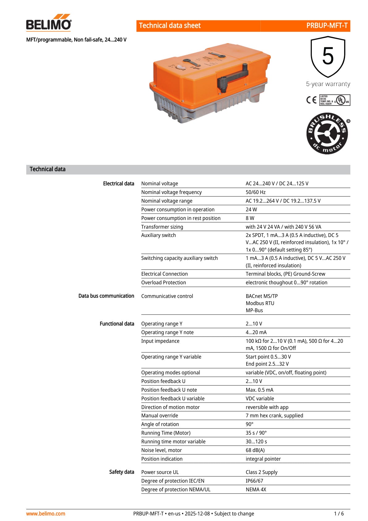 PRBUP MFT T Datasheet