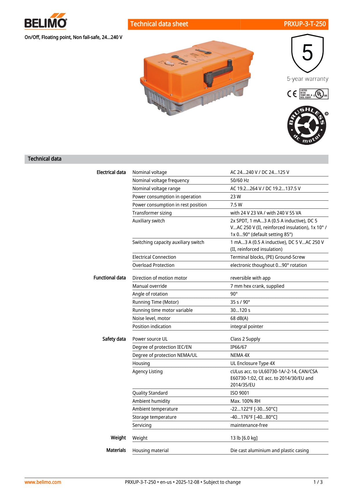 PRXUP 3 T 250 Datasheet