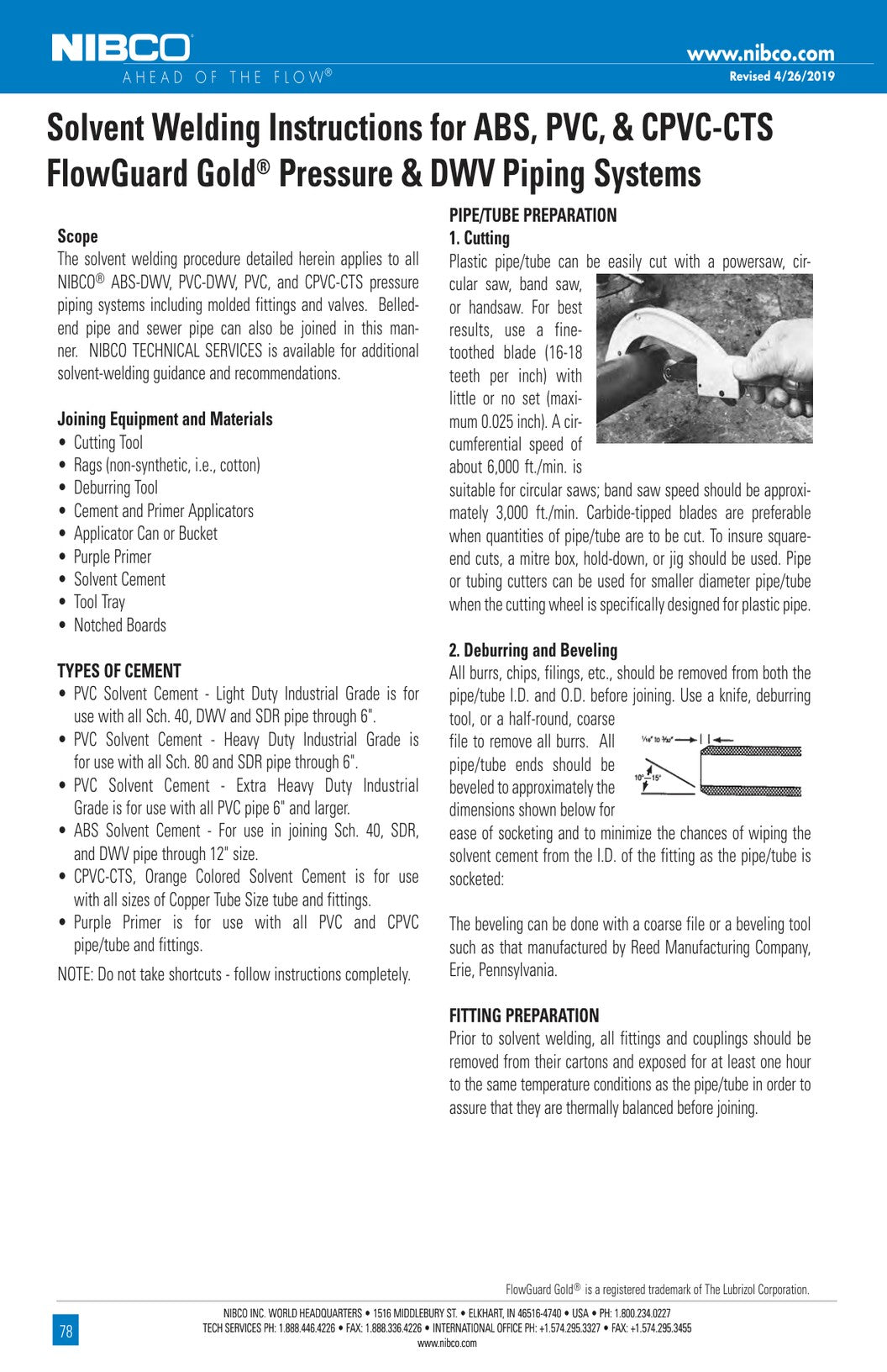 Plastic Fittings Installation Instructions