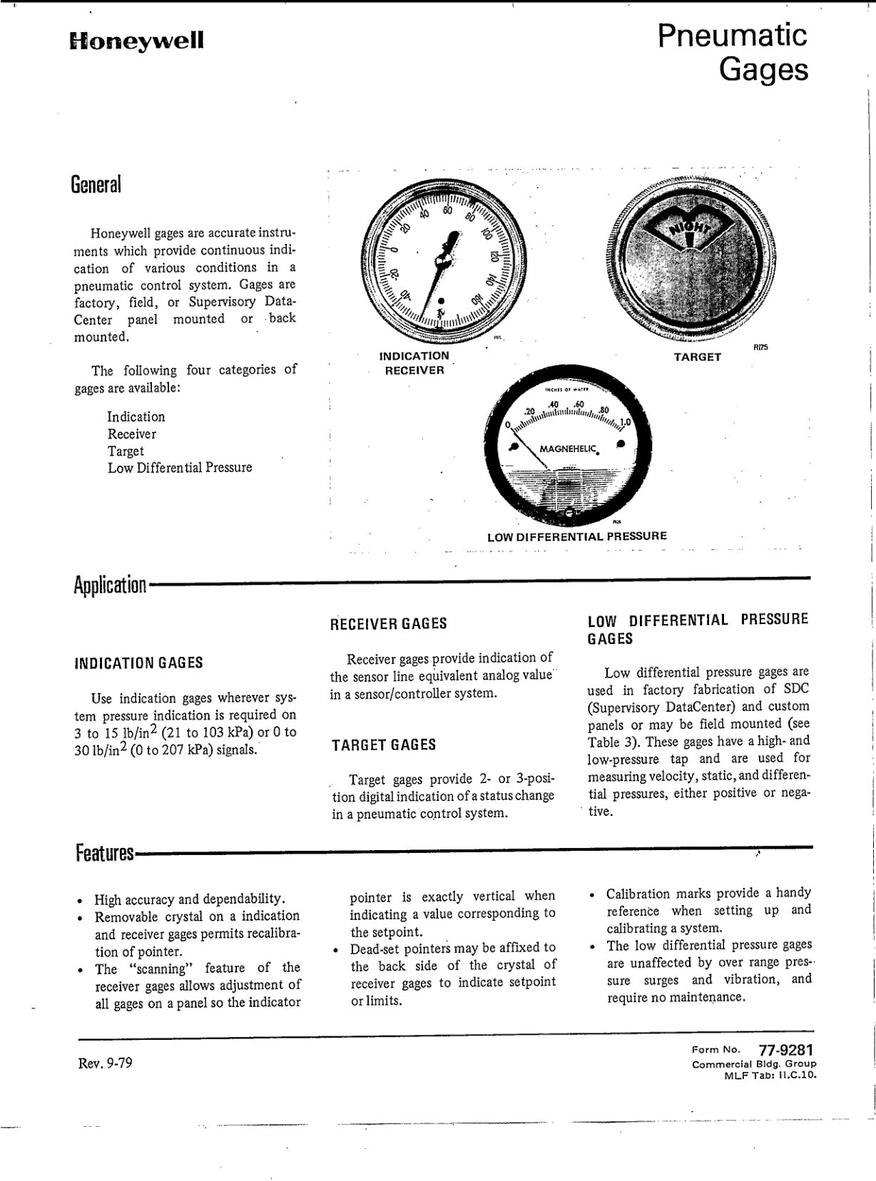 Pneumatic Gages