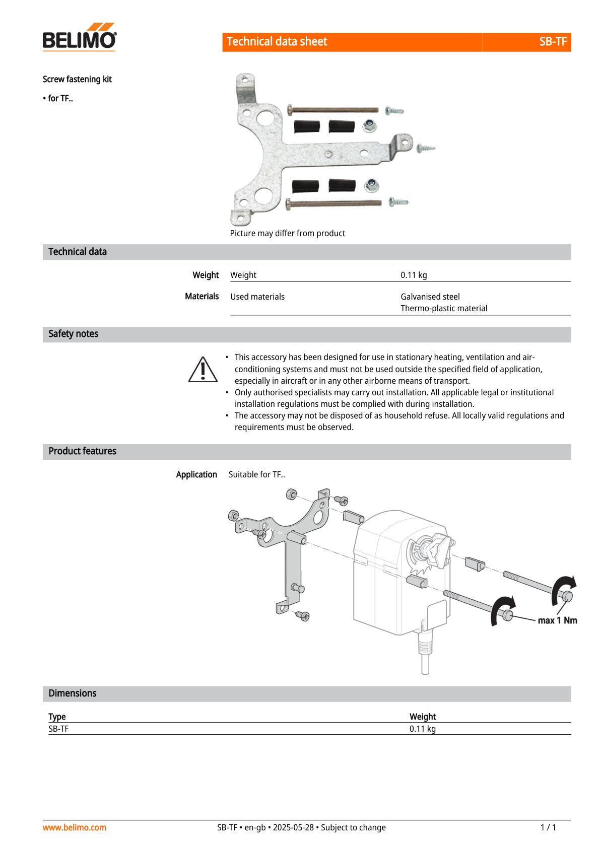 SB TF Datasheet