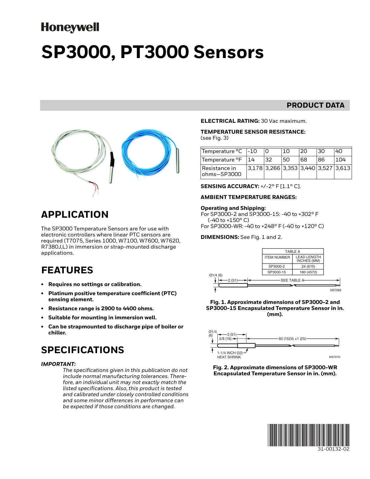 Sp3000  Pt3000 Sensors