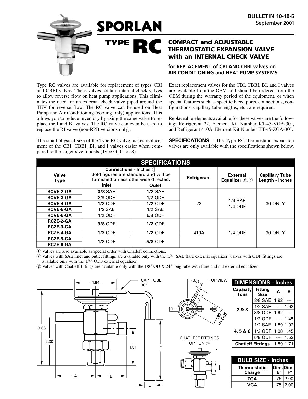 Sporlan Technical Bulletin   Type Rc Adjustable Txv