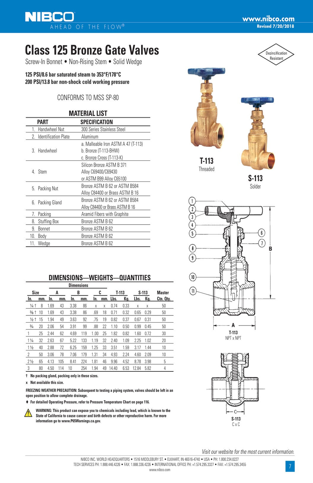 T S 113 Spec Sheet