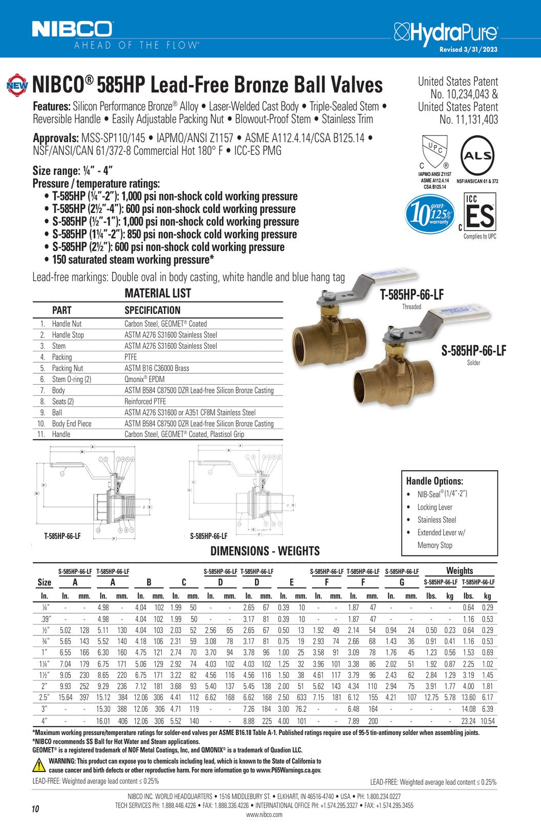 T S 585HP 66 LF Spec Sheet