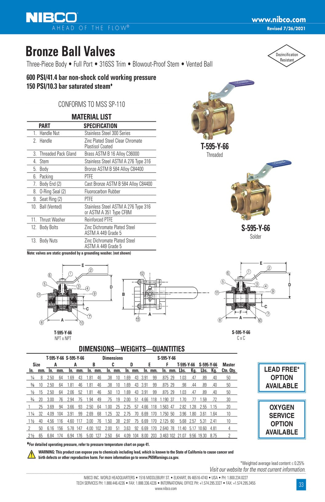 T S 595 Y 66 Spec Sheet