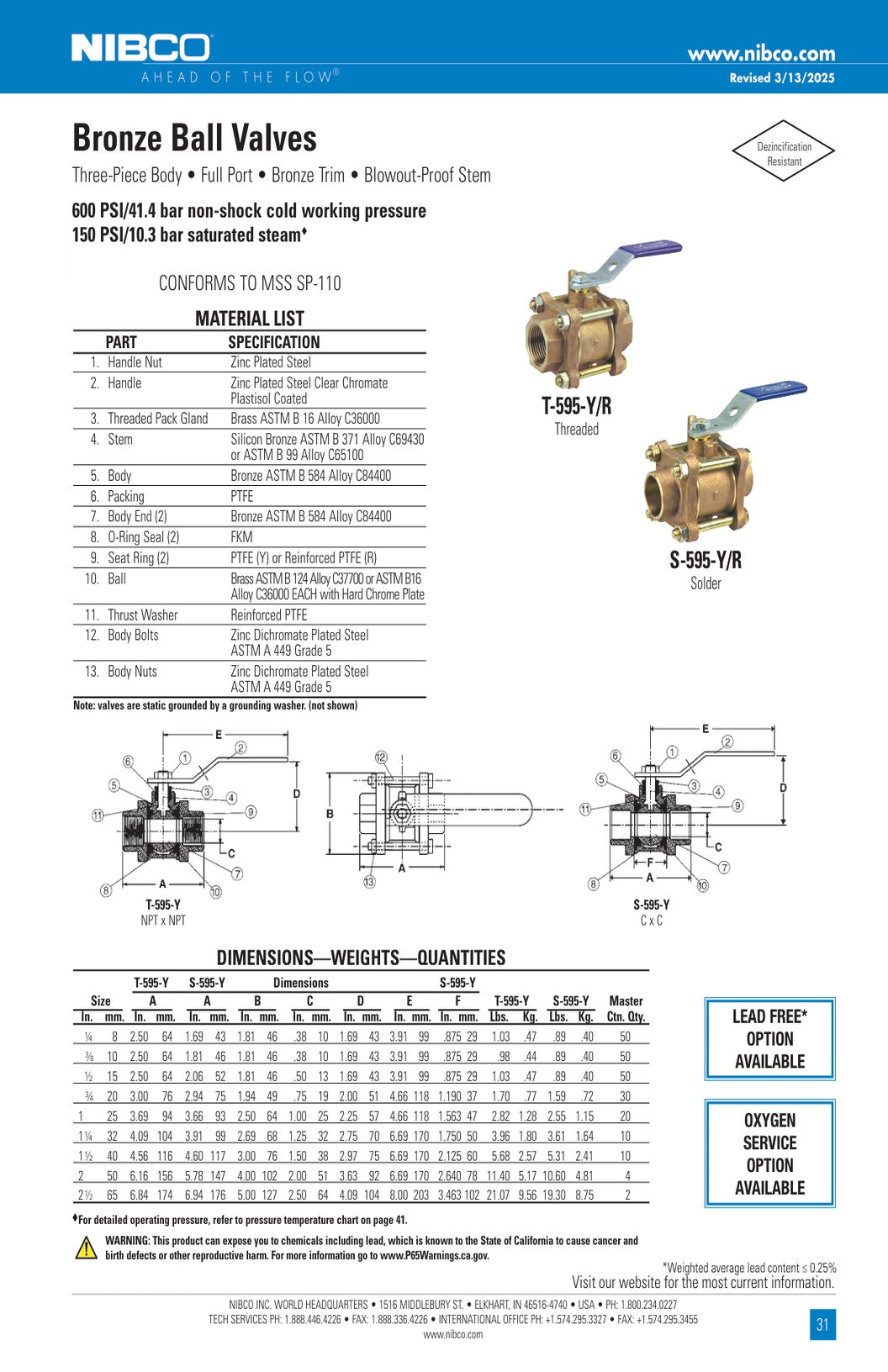 T S 595 Y R Spec Sheet