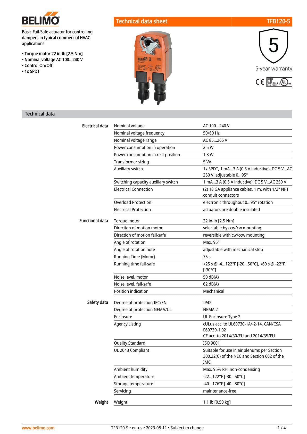 TFB120 S Datasheet
