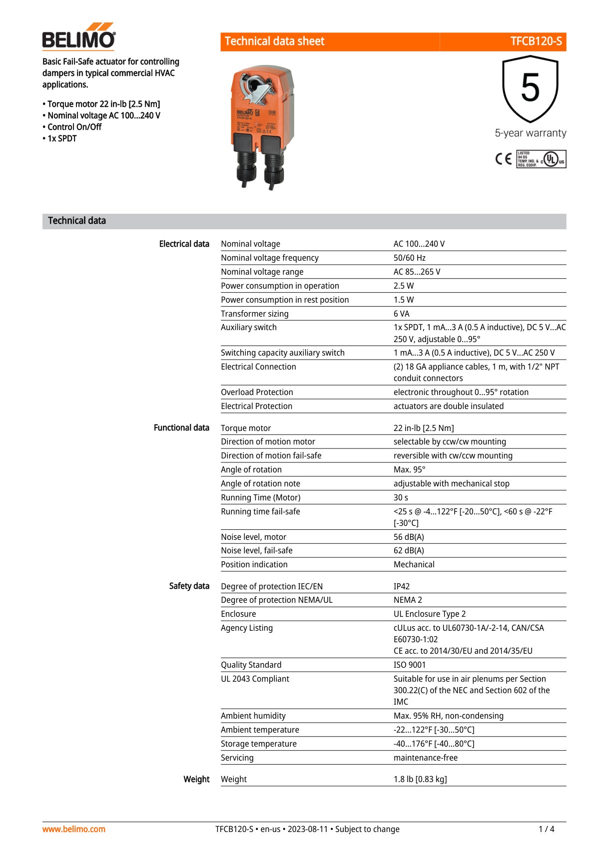 TFCB120 S Datasheet