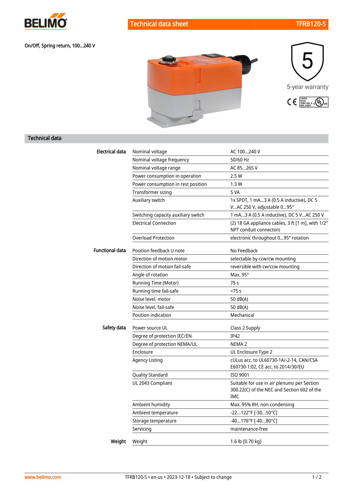TFRB120 S Datasheet