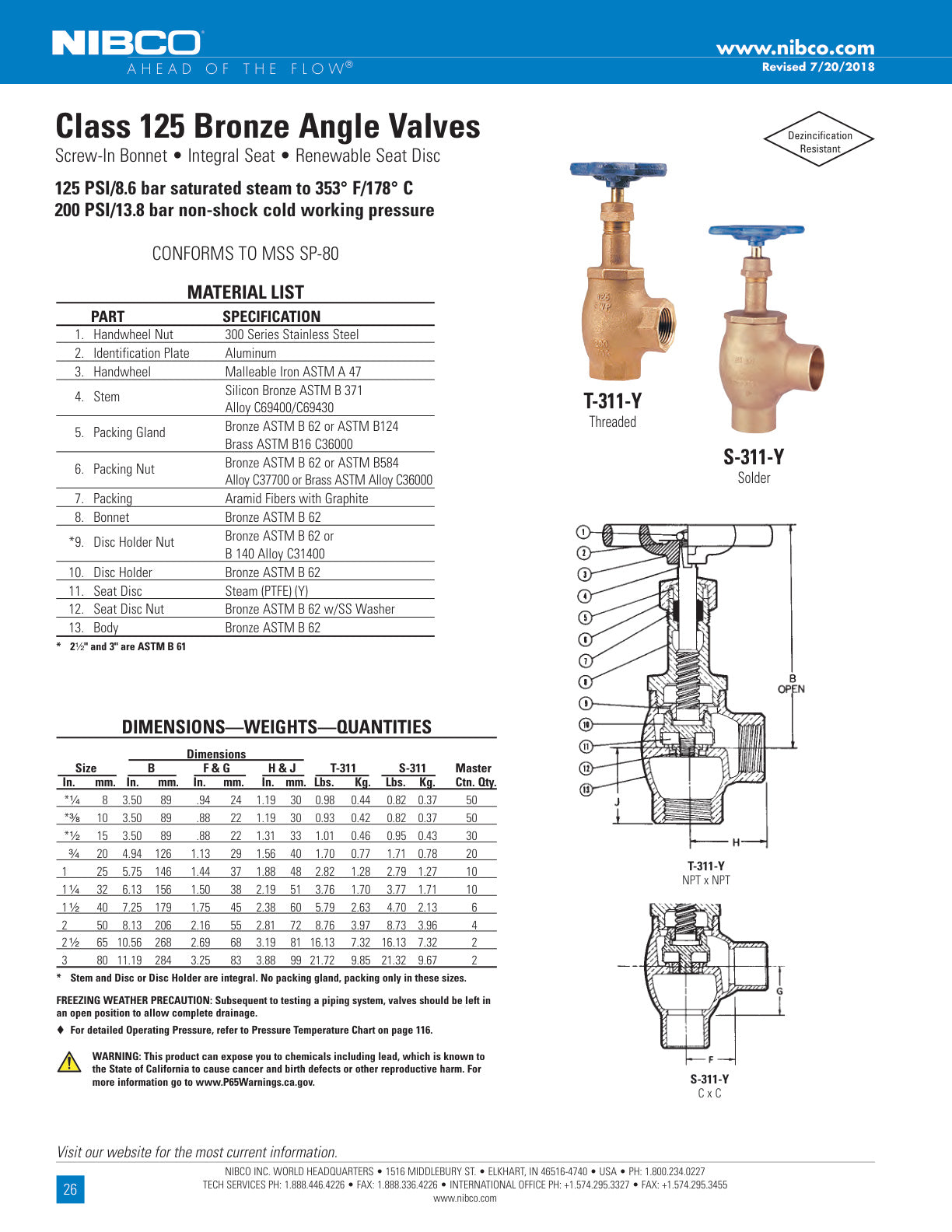 T S 311 Y Spec Sheet