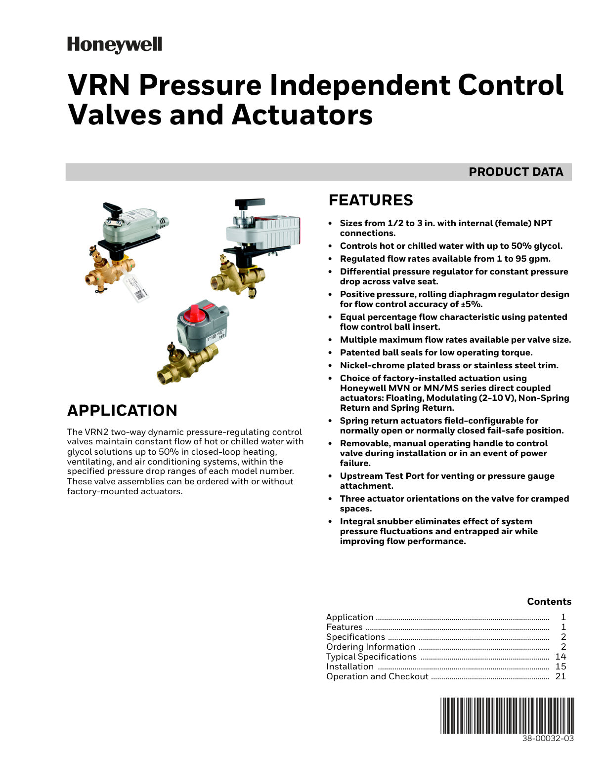 Vrn Pressure Independent Control Valves And Actuators