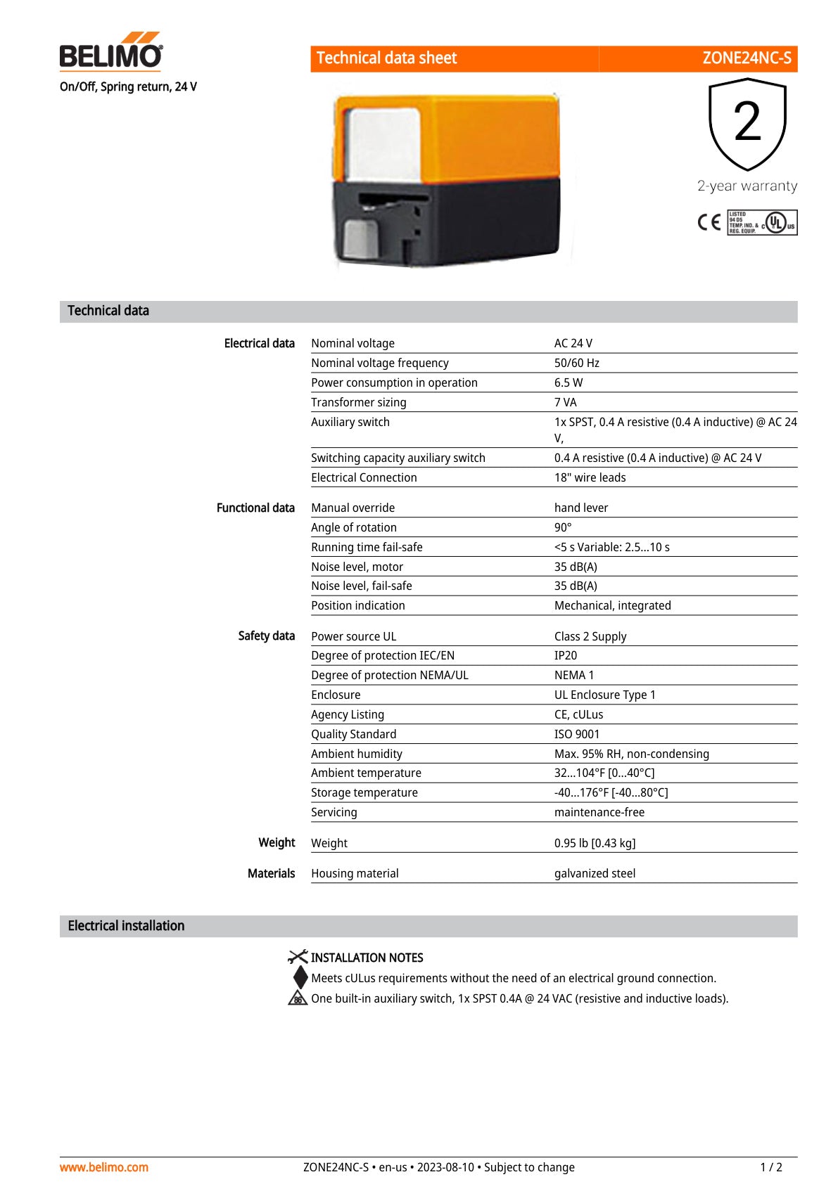 ZONE24NC S Datasheet