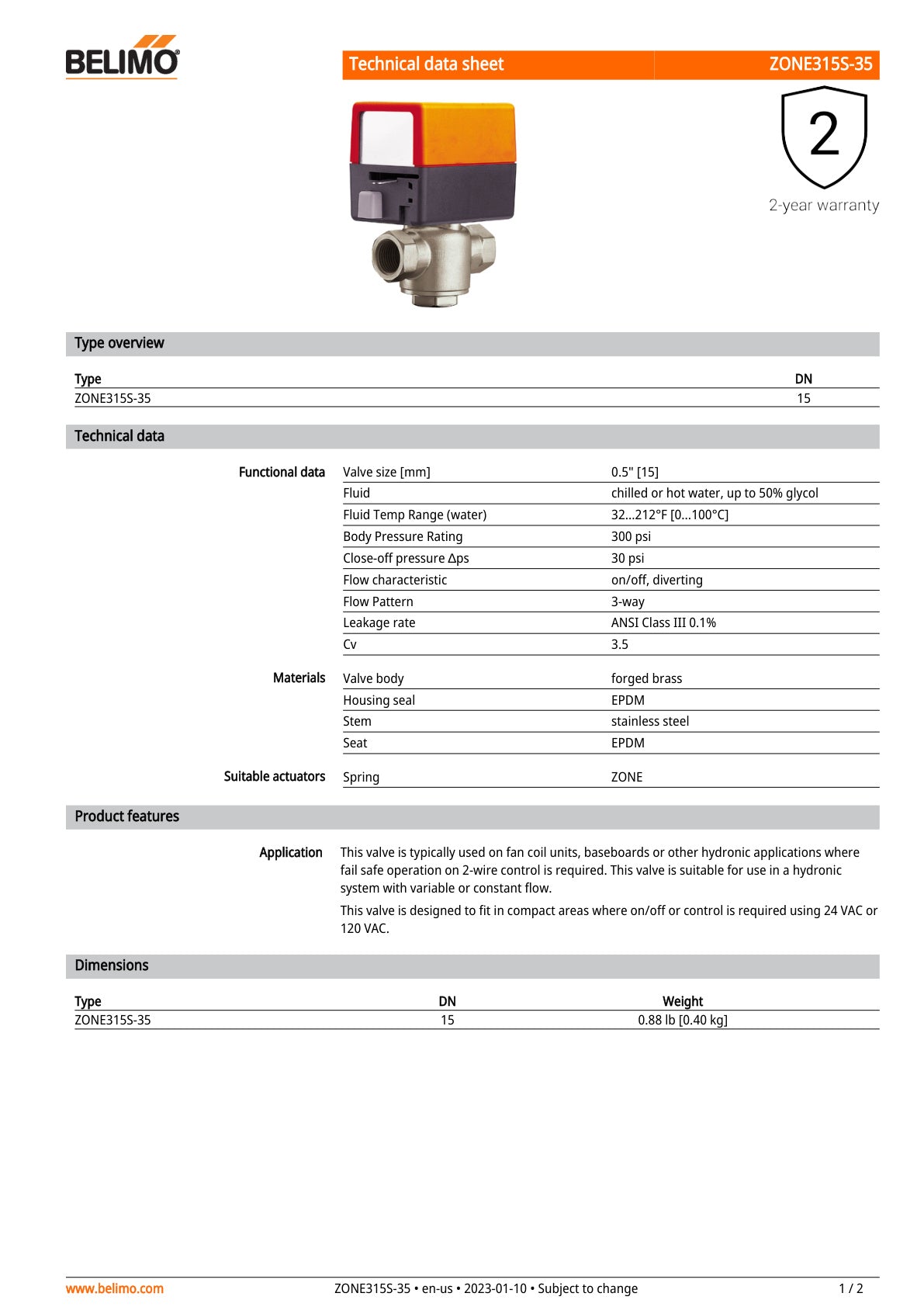 ZONE315S 35 Datasheet