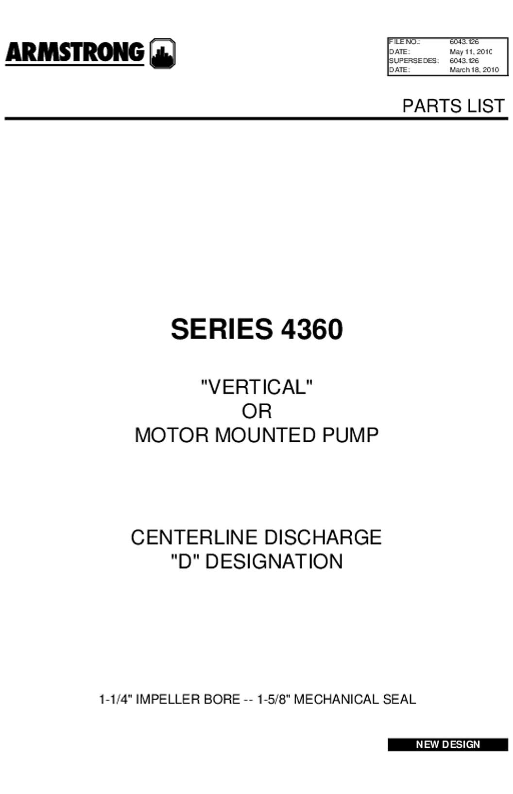 Armstrong 4360D Series Parts List