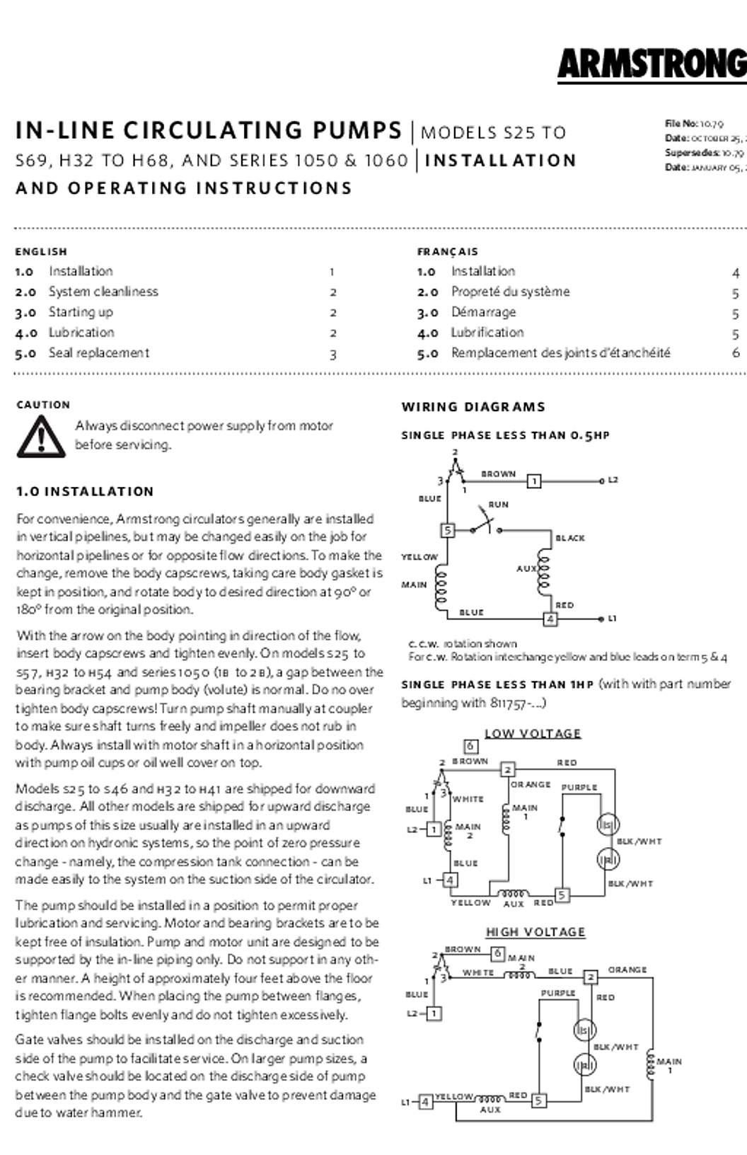 Armstrong S&H and 1050/1060 Install