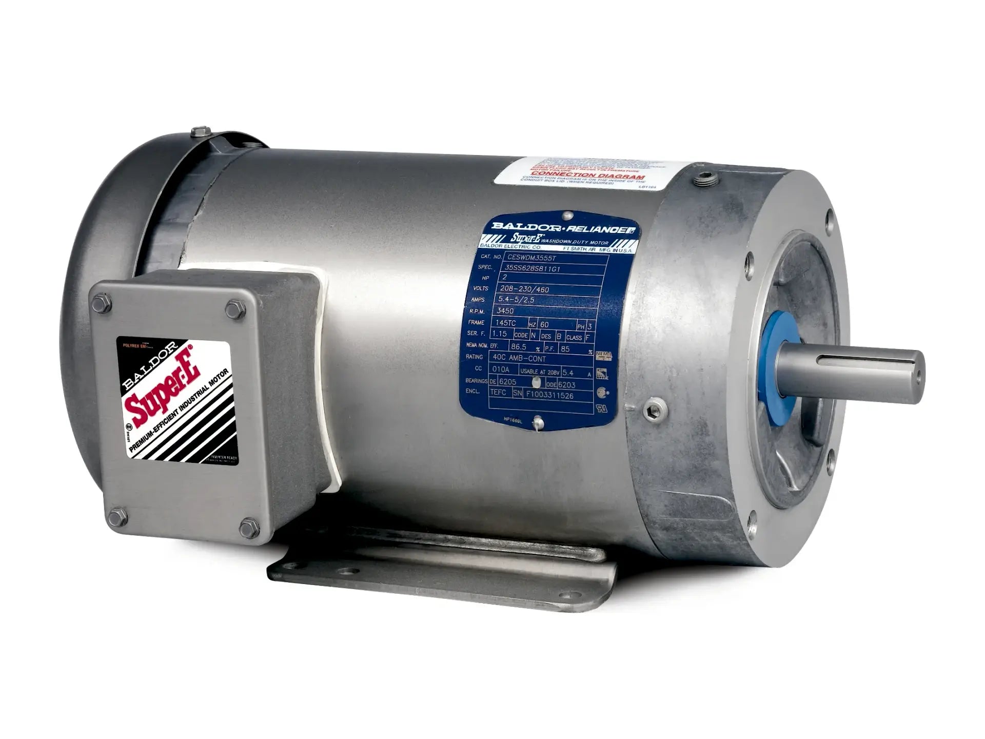 Baldor CESWDM3615T, 1.5 Hp 1770 Rpm 230/460 V 3 Ph Motor