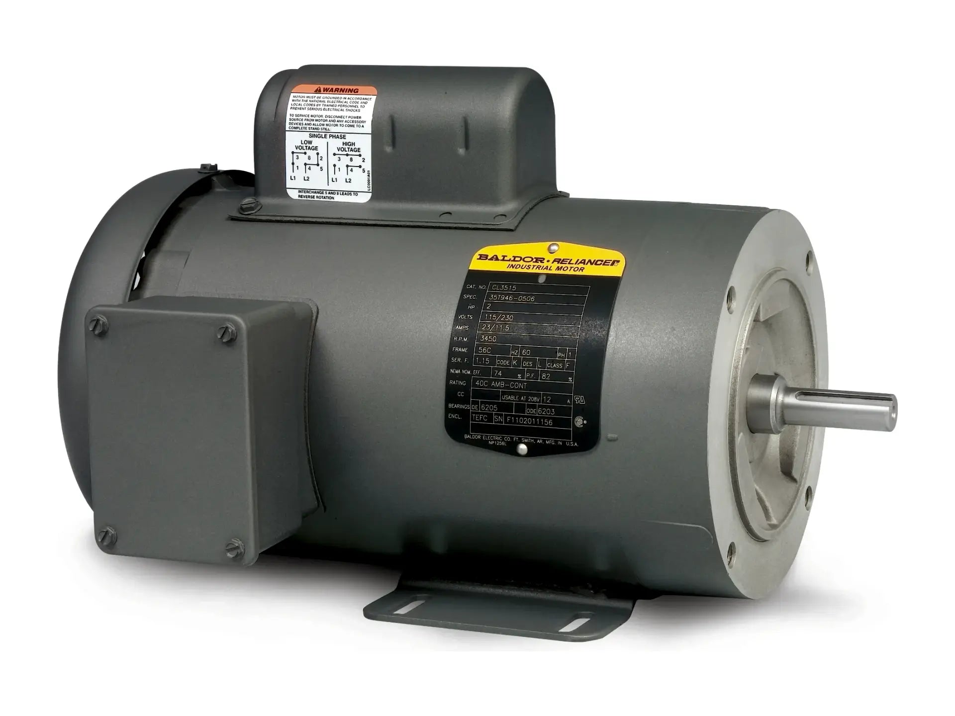 Baldor CL3503, 1PH 3450 RPM 60HZ 56C 1/2 HP Motor
