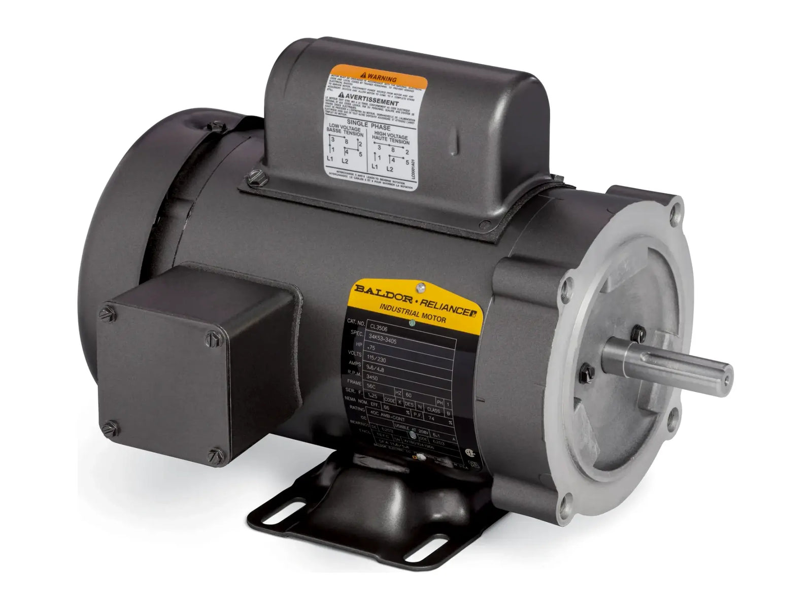 Baldor CL3507, Motor 3/4 Hp 1725 Rpm 115/230 Volt