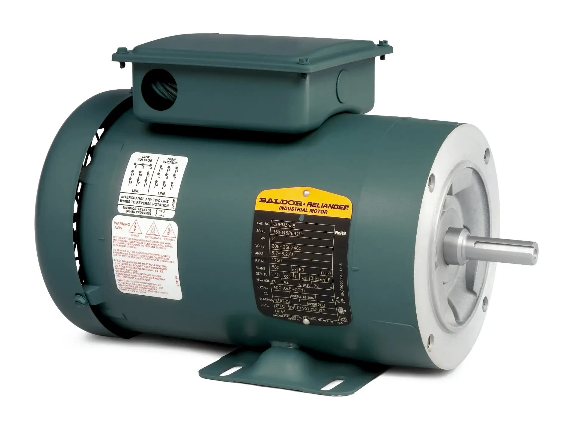 Baldor CUHM3542, 3/4 HP 1735 RPM 230/460 V Motor