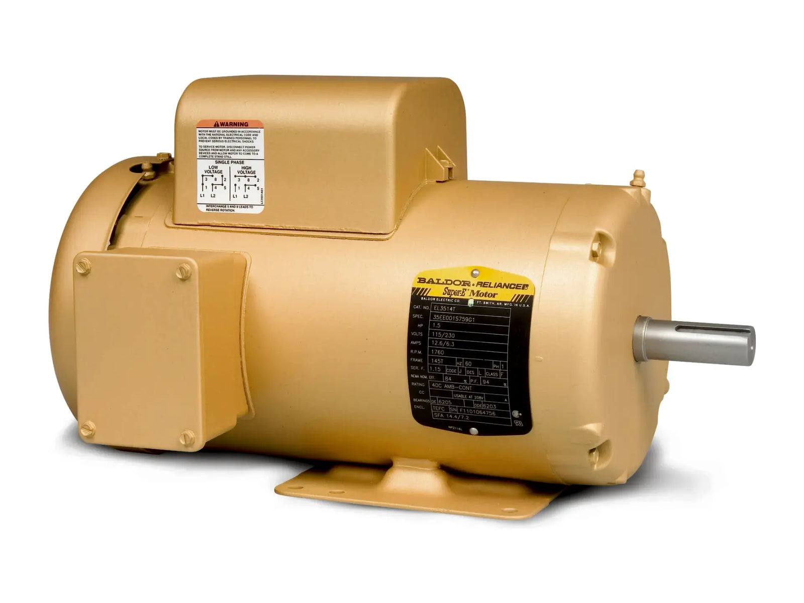 Baldor EL3403, Motor 1/4 Hp 1745 Rpm 115/230V Frame 48