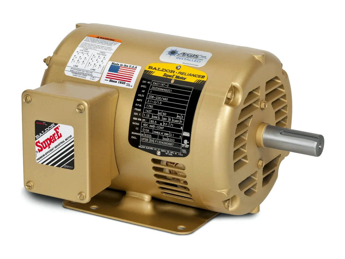 Baldor EM31115, 230/460V 3PH 1HP 3450RPM Motor