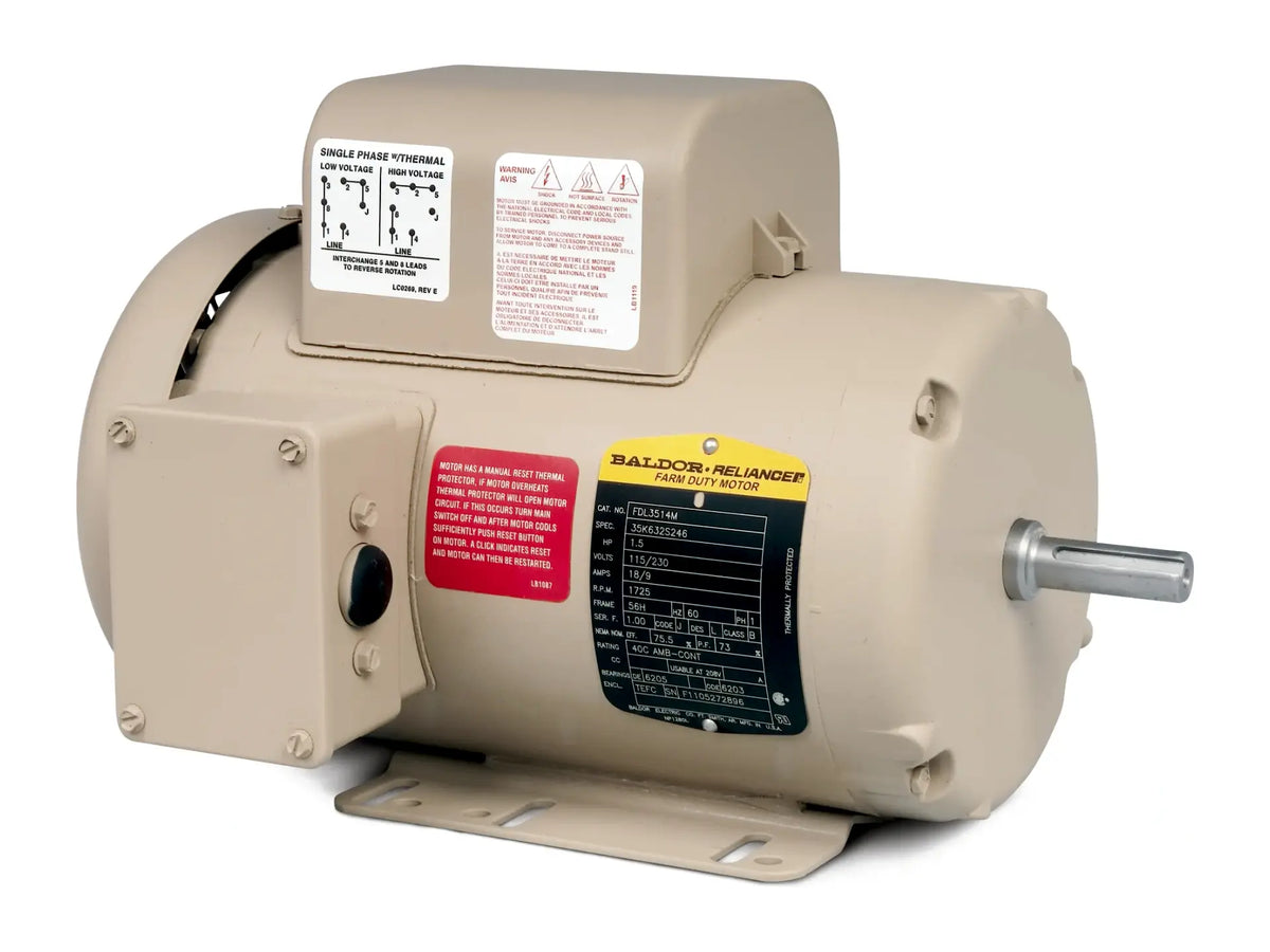 Baldor FDL3611TM, 2HP 1725RPM Single Phase Motor 182T