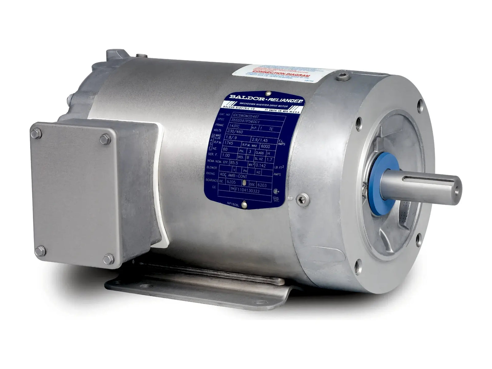 Baldor IDCSWDM3538, .5 HP, 1775 RPM, 3-Phase, 208/230/460 V