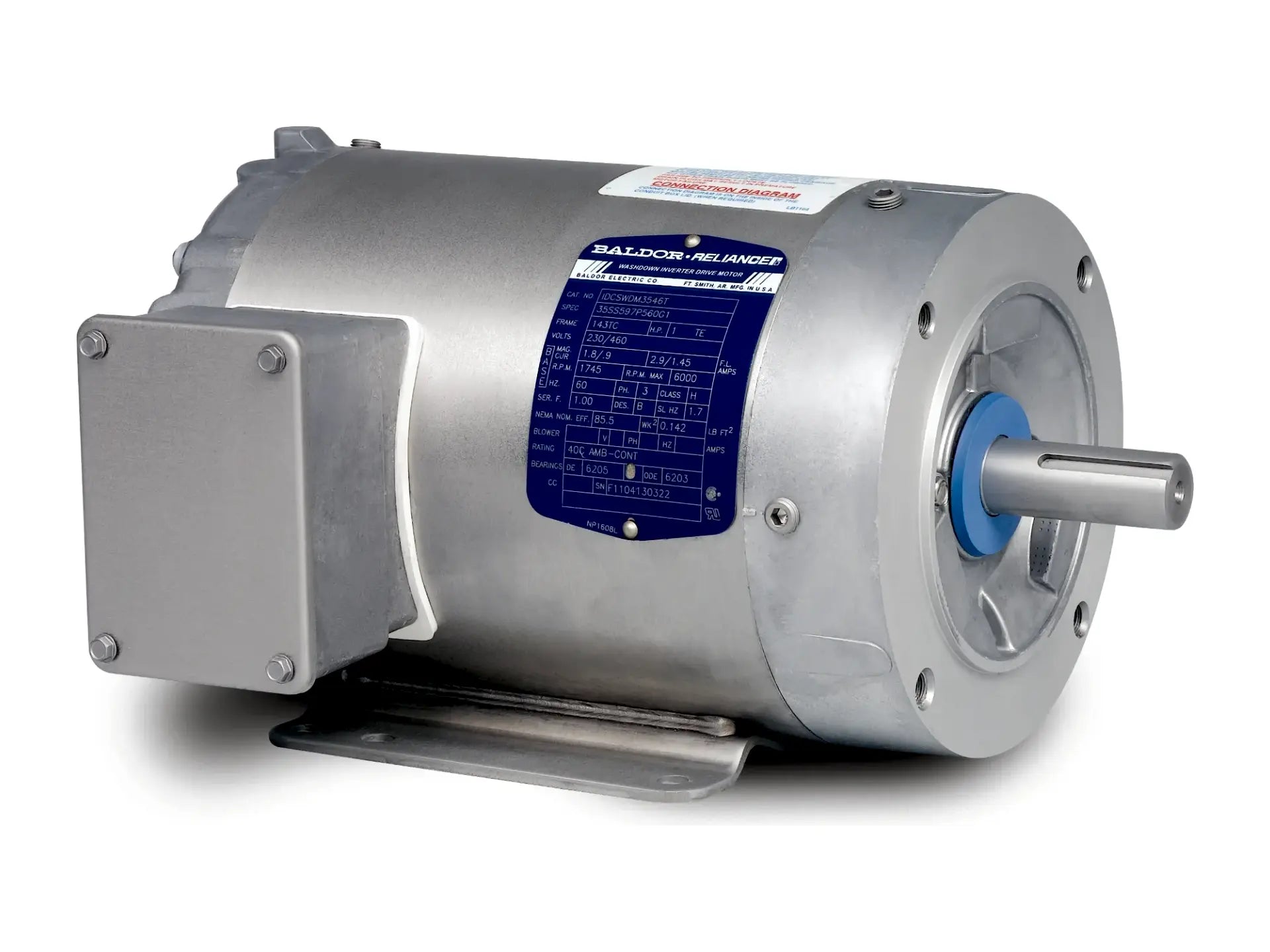 Baldor IDCSWDM3538, .5 HP, 1775 RPM, 3-Phase, 208/230/460 V