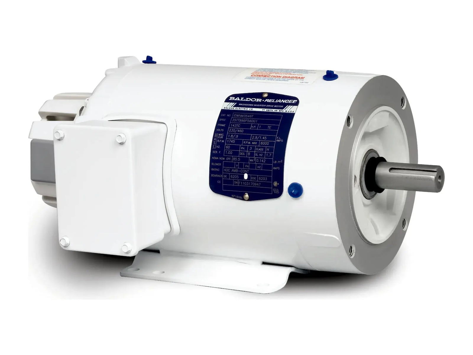 Baldor IDWNM3554T, 1.5 HP, 1770 RPM, 3-Phase, 230/460V Motor