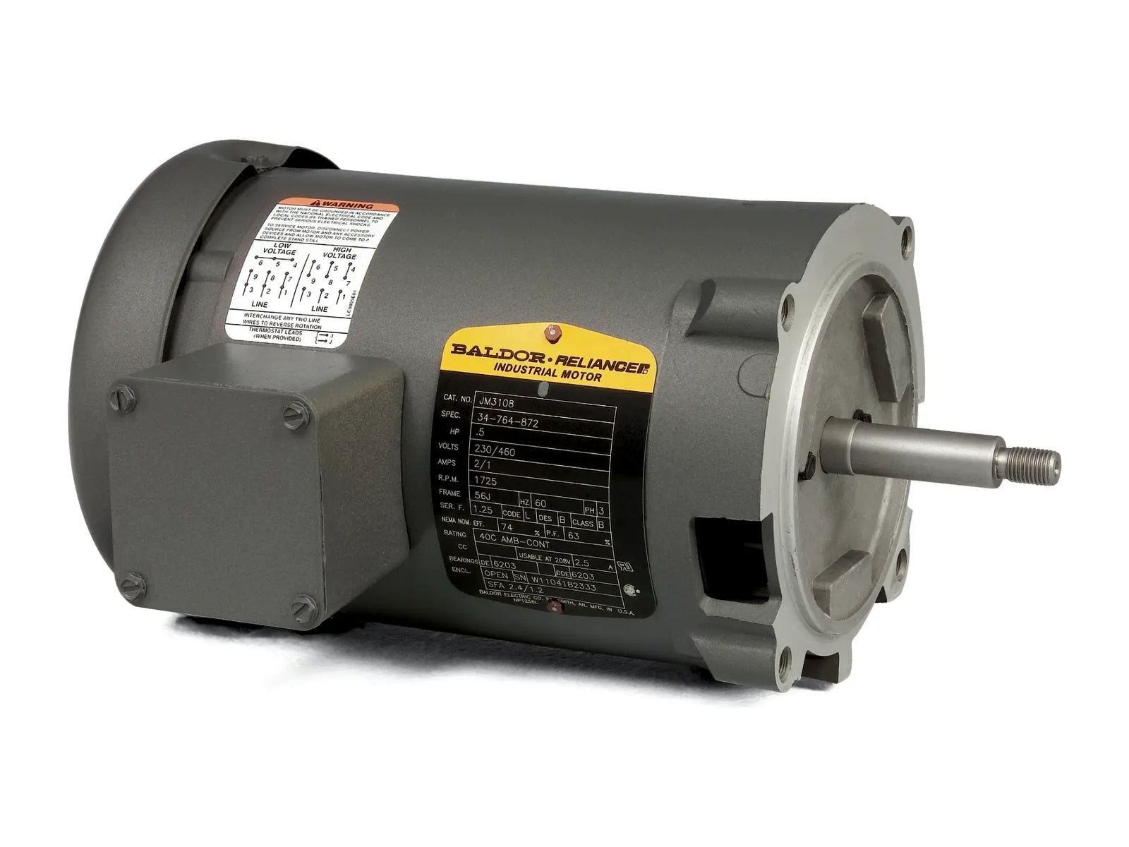 Baldor JM3158, 3HP 3450RPM 3PH 60HZ 56J Motor