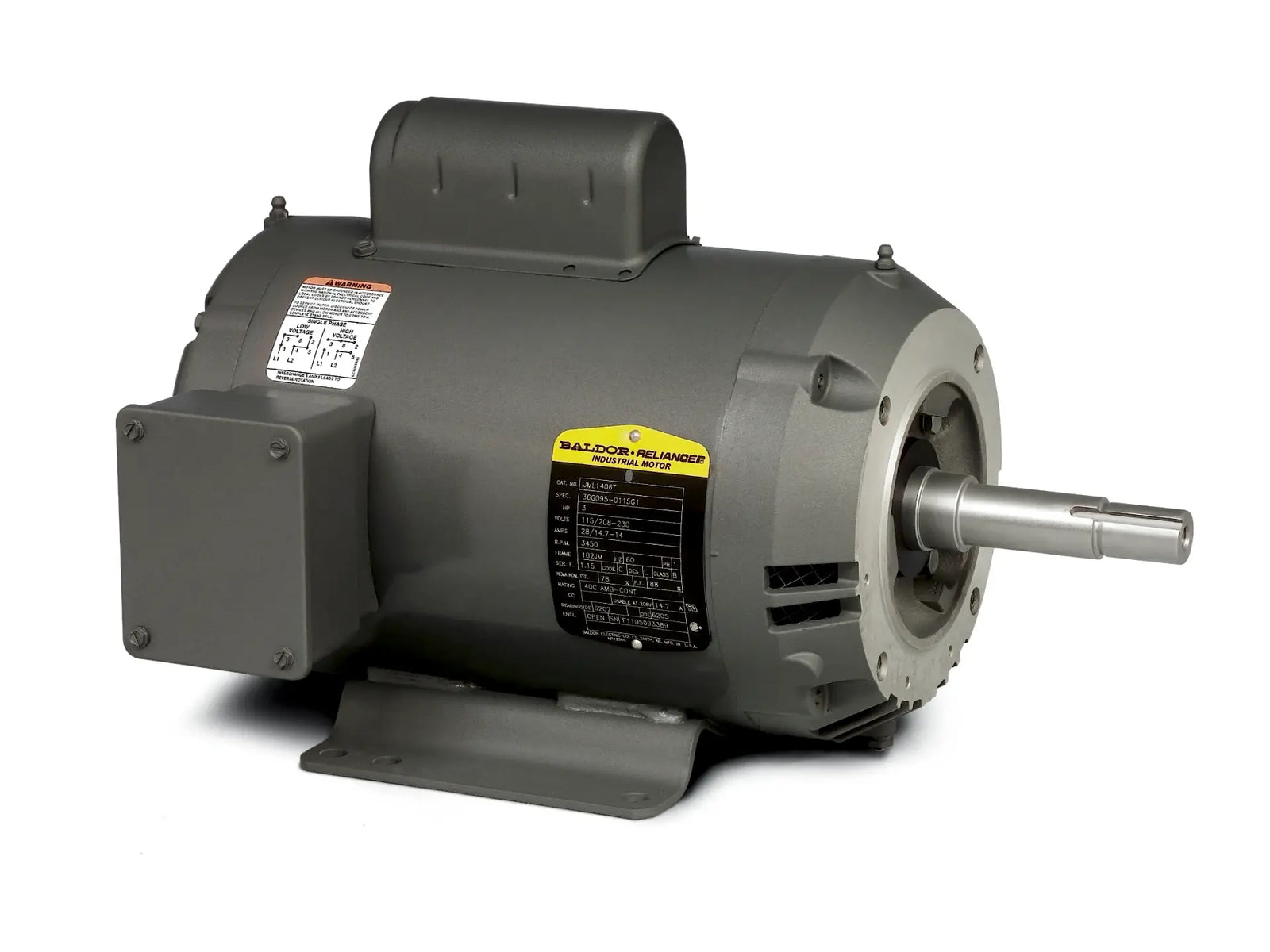 Baldor JML1406T, Motor 3 Hp 3450 Rpm 1 Ph 182 Jm Open