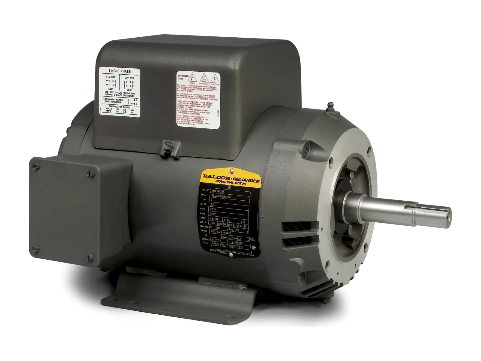 Baldor JML1409T, Motor 5 Hp 3500 Rpm 1 Ph 184 Jm Open