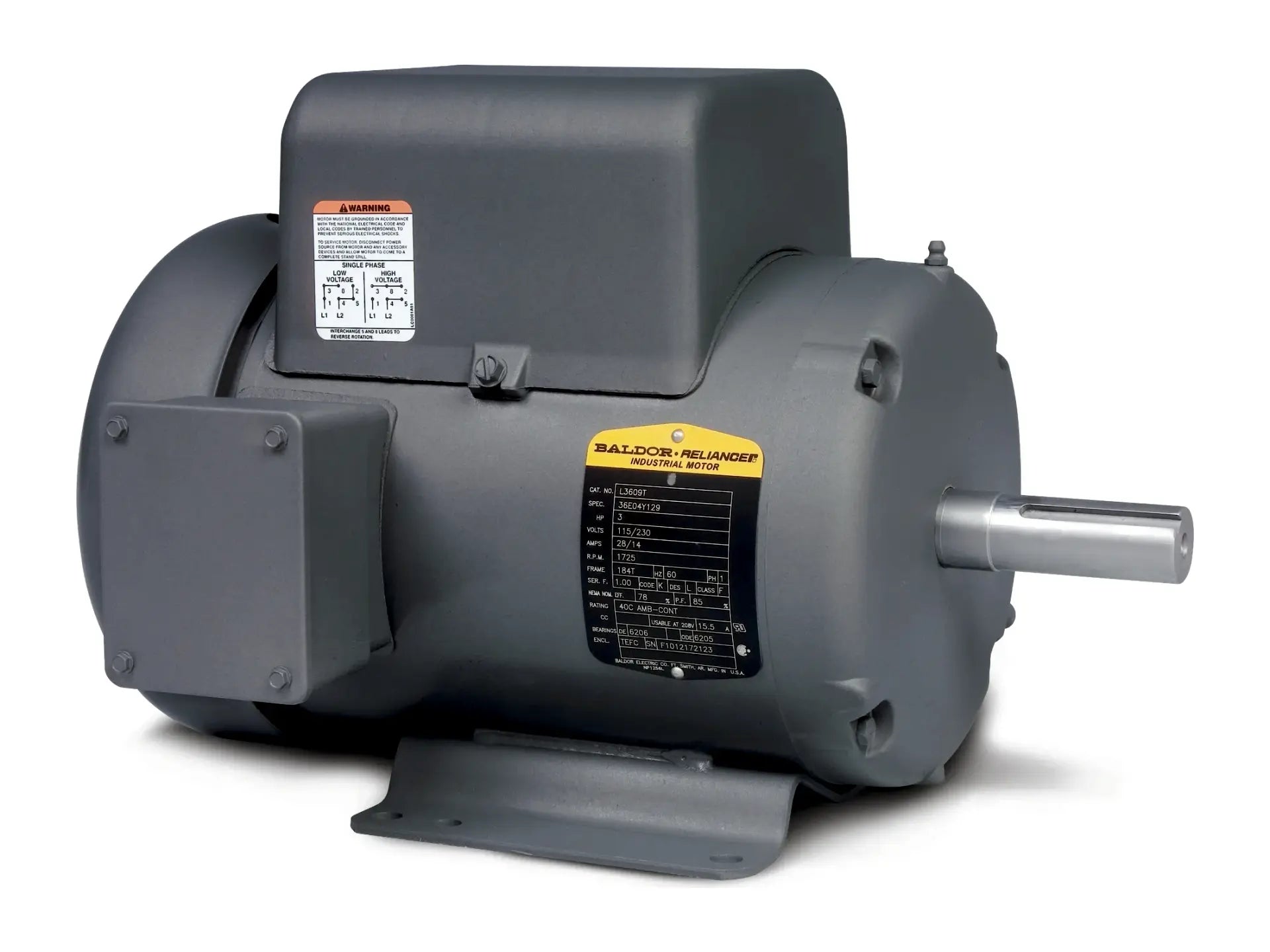 Baldor L3703, Motor 2 Hp 1140 Rpm 115/230V