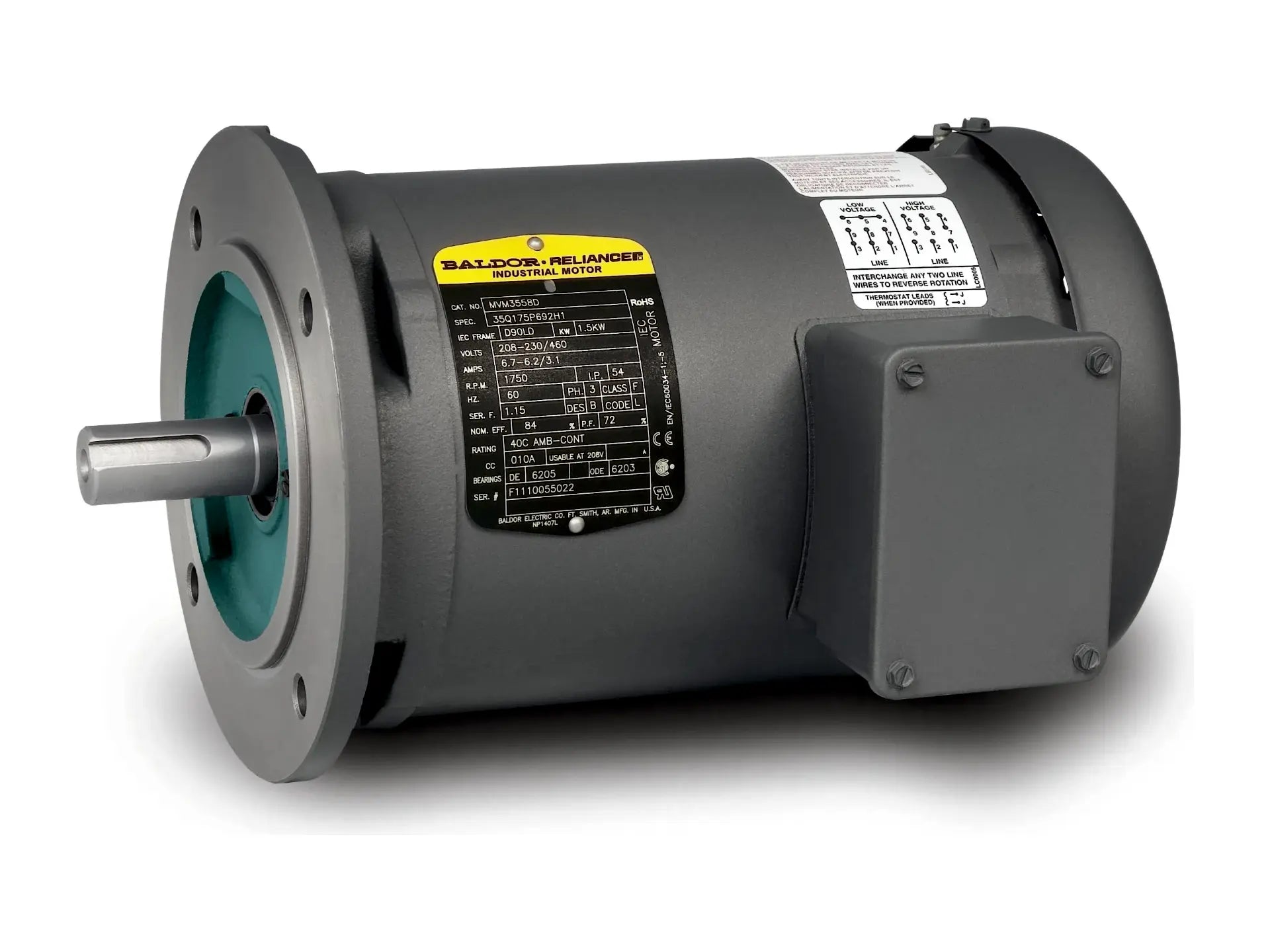 Baldor MVM3542D, 3/4 HP, 3 PH, 208-230/460 V, TEFC Motor