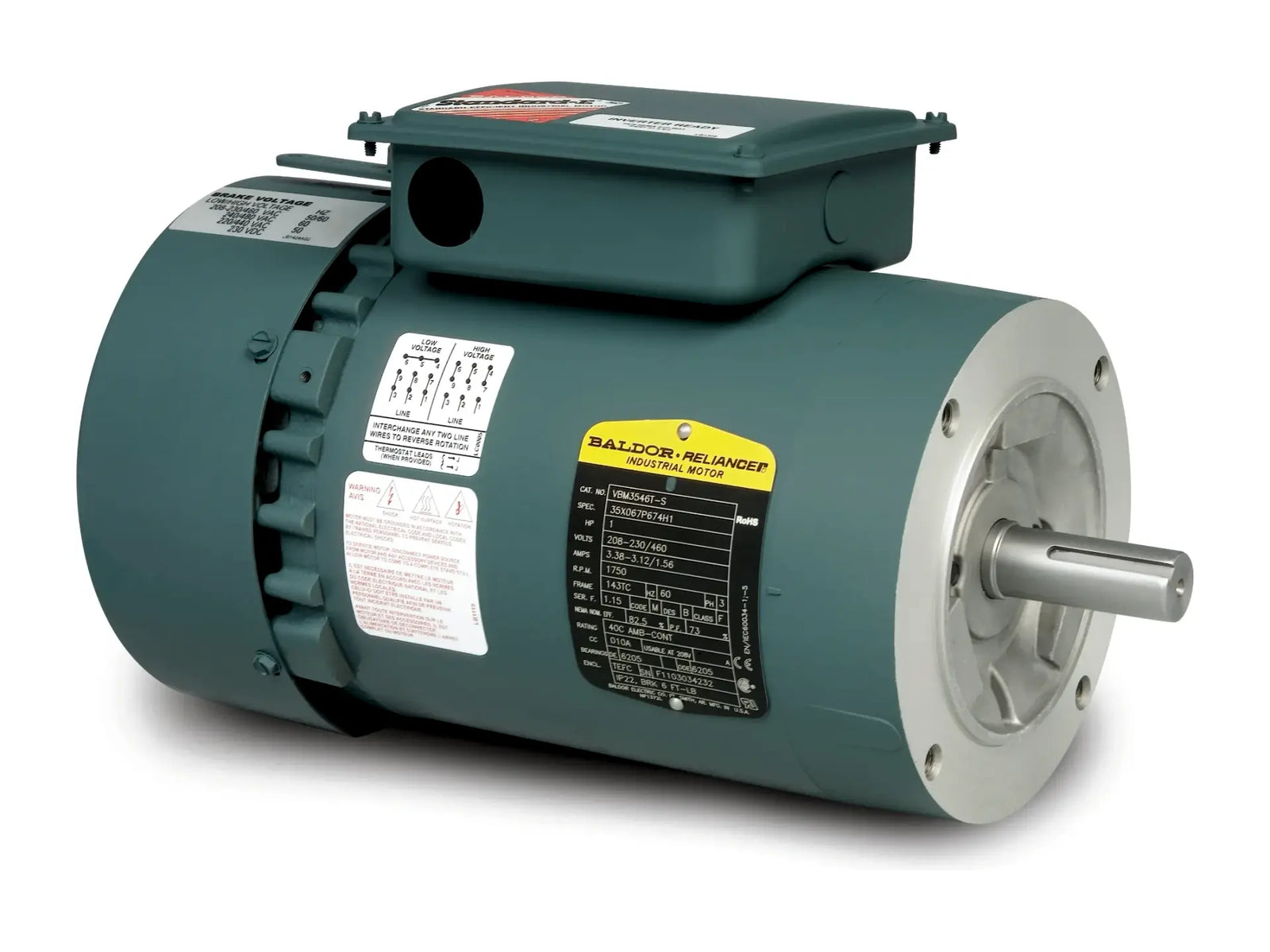Baldor VBM3538-S, 3 Phase 1770 RPM 4 Pole 208-230/460 Volt Motor