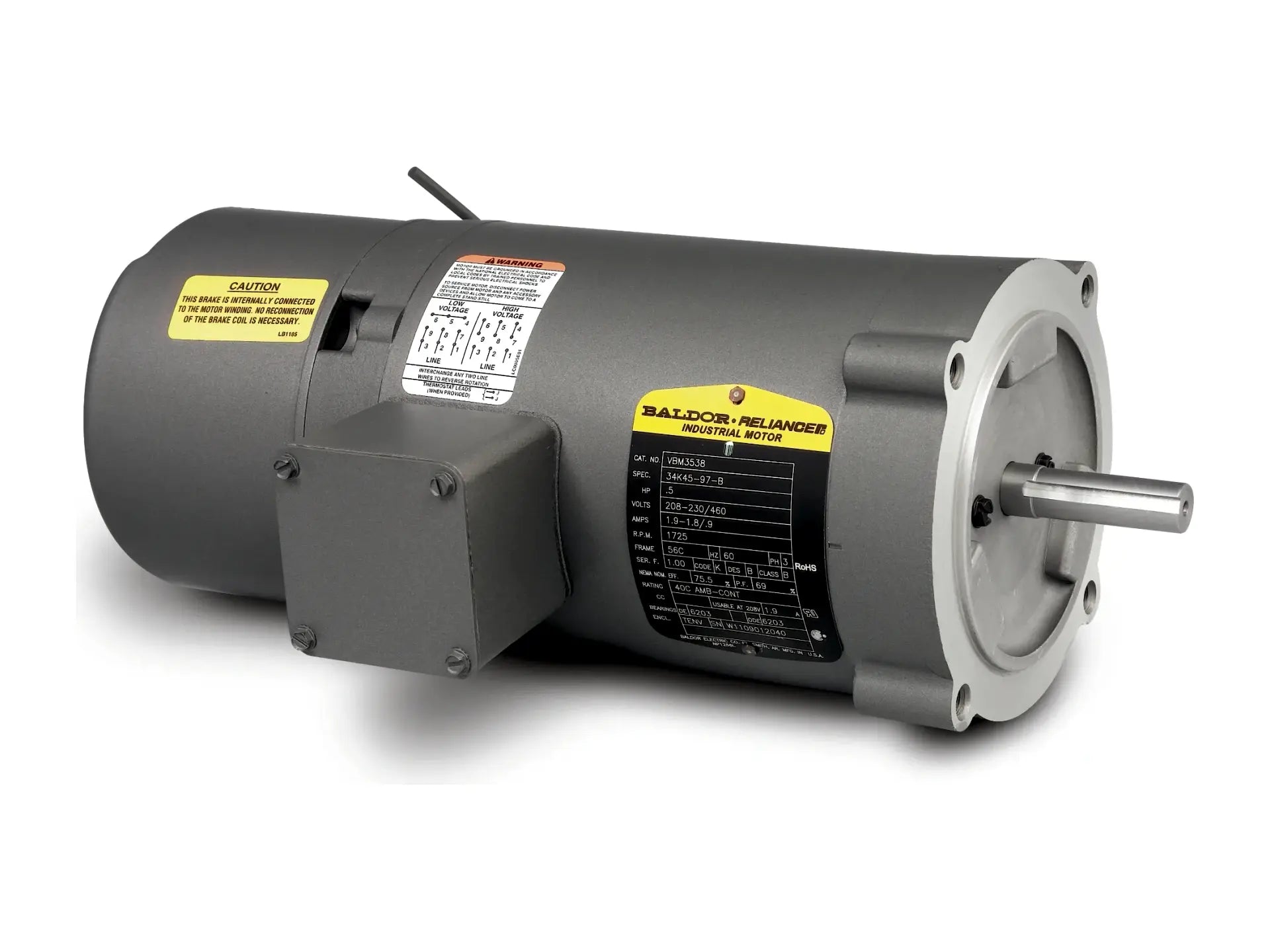 Baldor VBM3542, .75 HP 1725 RPM 3 PH 56 C Motor