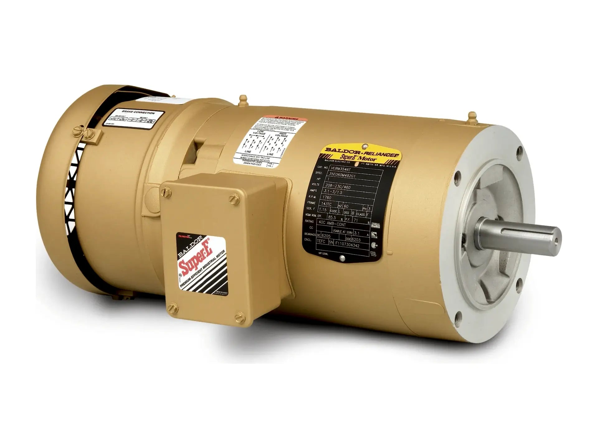 Baldor VEBM3546T, 3 Phase 143 Frame Motor 1800 RPM 1 Horsepower