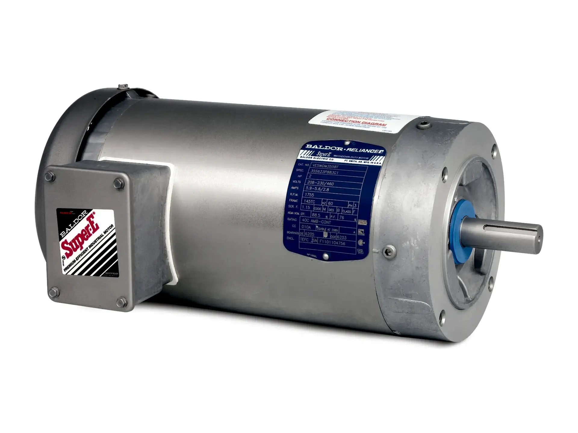 Baldor VESWDM3558T, 2 HP, 1765 RPM, 3-Phase, 230/460V Motor