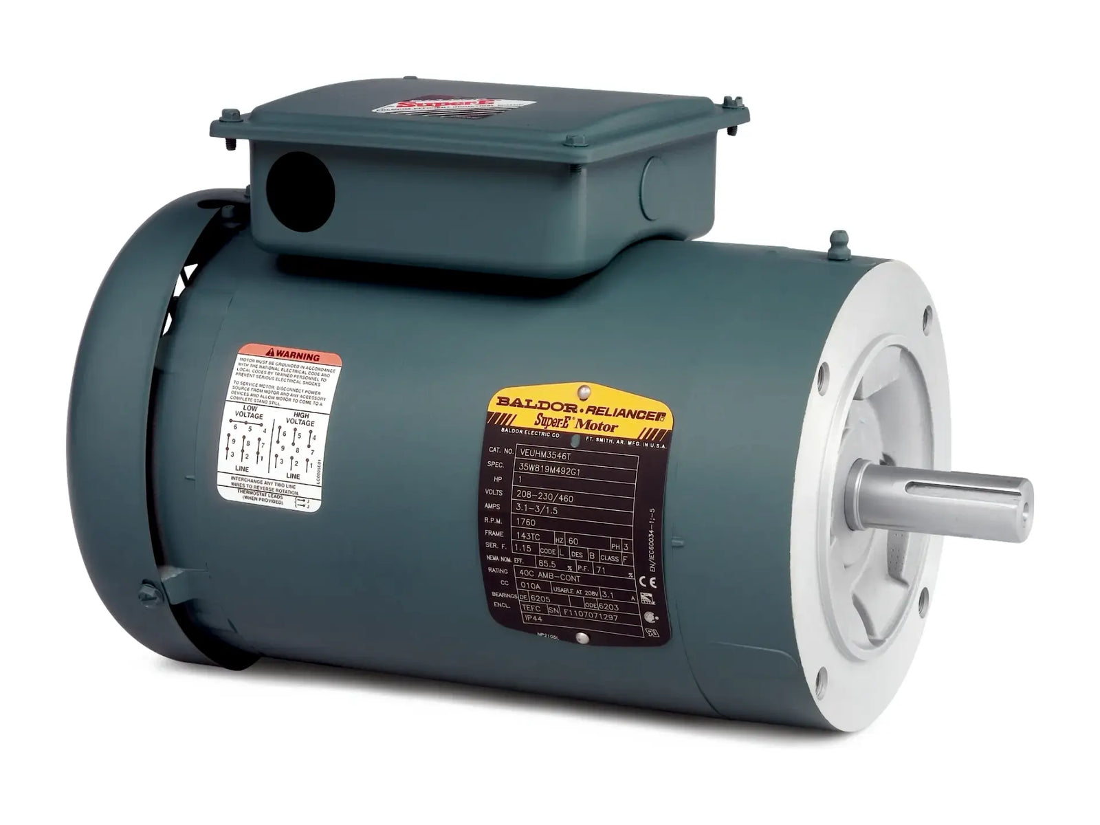 Baldor VEUHM3558T, 2 HP, 3-Phase, 230/460V, 1800 RPM Motor